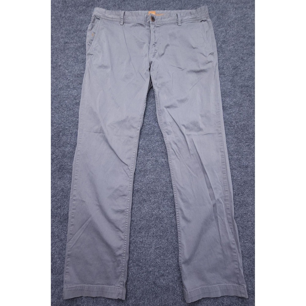 BOSS Orange Pants Mens 36x31 Gray Regular Fit Chino Straight Leg Hugo Boss